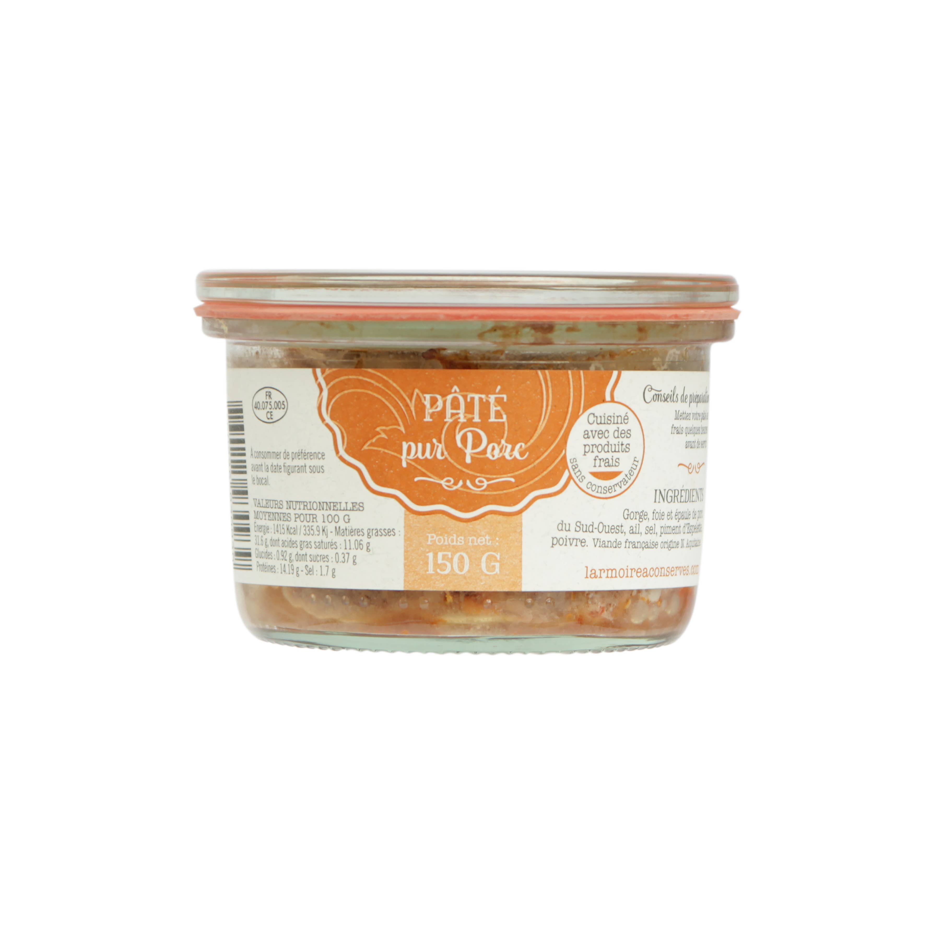 L'armoire A Conserves - Vente Conserve de fruits - PATE PUR PORC 150G1