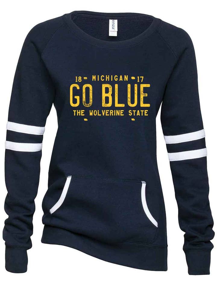 Live Love Michigan - Wholesale Graphic Sweatshirt - Women's - Go Blue - Ladies' Varsity Pullover0