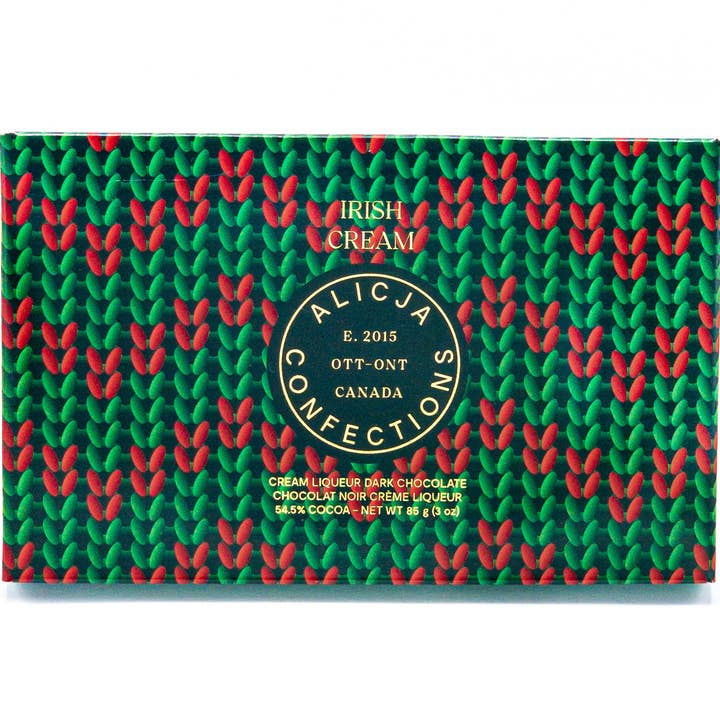 Irish Cream Vegan Dark Postcard Chocolate Bar for wholesale by Alicja Confections