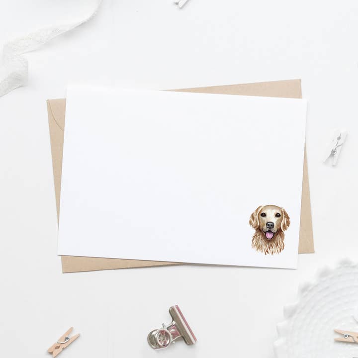 Set of 20 Golden Retriever Dog Lover Stationery Flat Card for wholesale by Lilly Belle Paperie