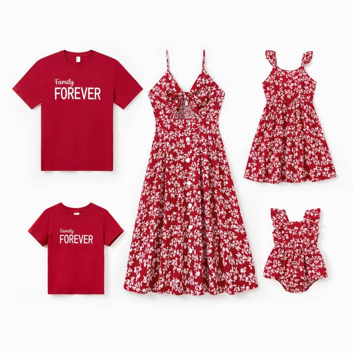 T-shirts assortis pour la famille avec lettres pour la Saint-Valentin, robe à bretelles pour la vente par PatPat Matching