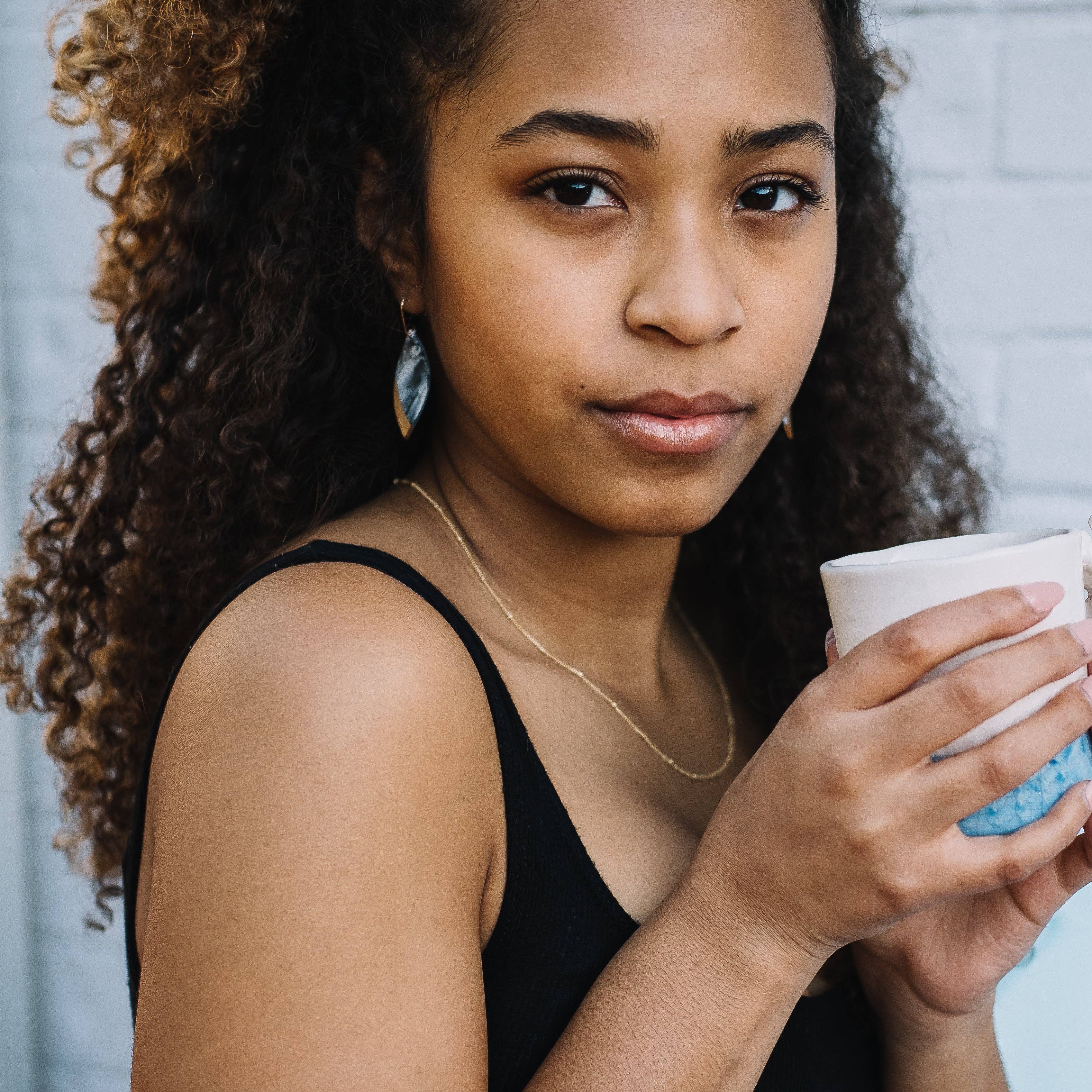 Remnant Studios - Wholesale Dangle Earrings - granite - black and blue marbled leaf earrings5