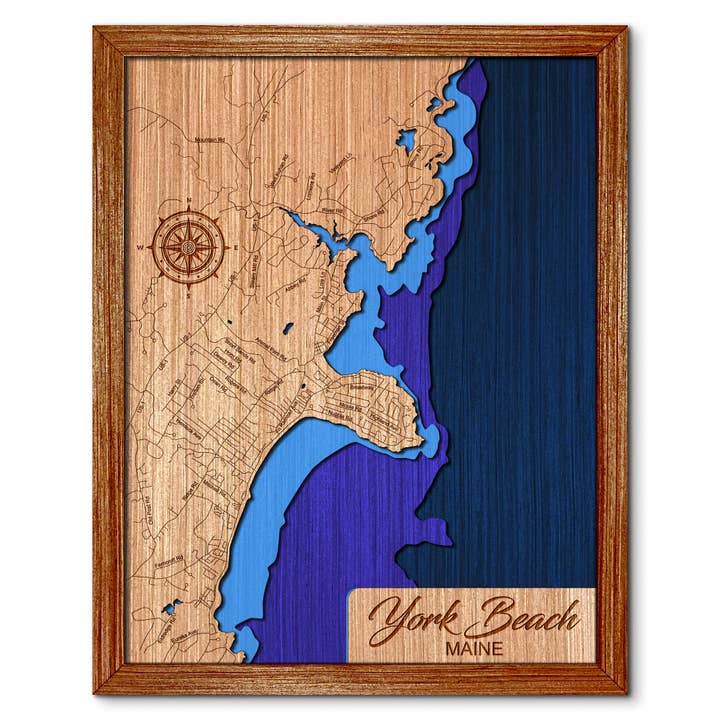 York Beach, Maine Individuelle Tiefenkarte Wandkunst Dekor für den Großhandel von Premier Gifts and More