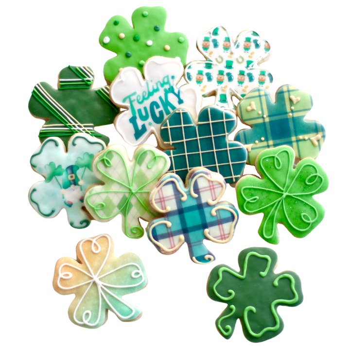 Fancy Four Leaf Clover Cookie Set for wholesale by Sweet Sanctions LLC