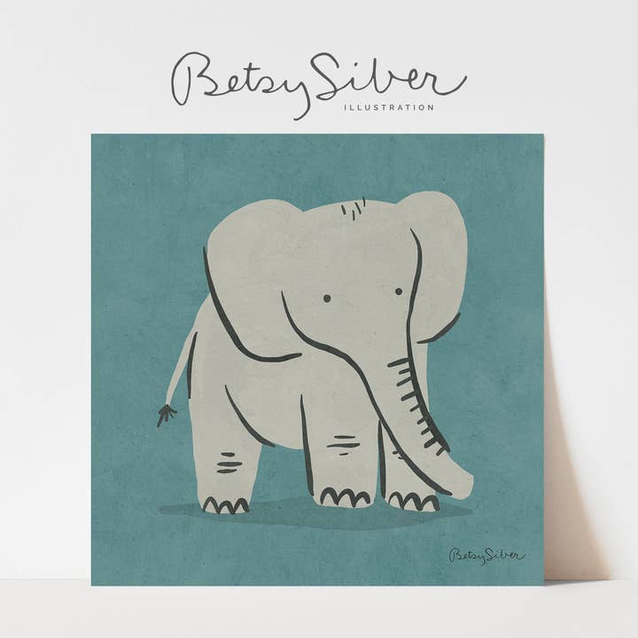 Impression artistique sur l'éléphant en bleu pour la vente par Betsy Siber, Illustration