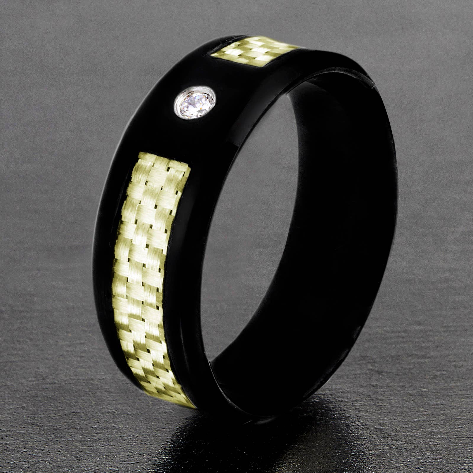 West Coast Jewelry - Wholesale Band/Stacked Ring - Carbon Fiber Cubic Zirconia Band Ring2