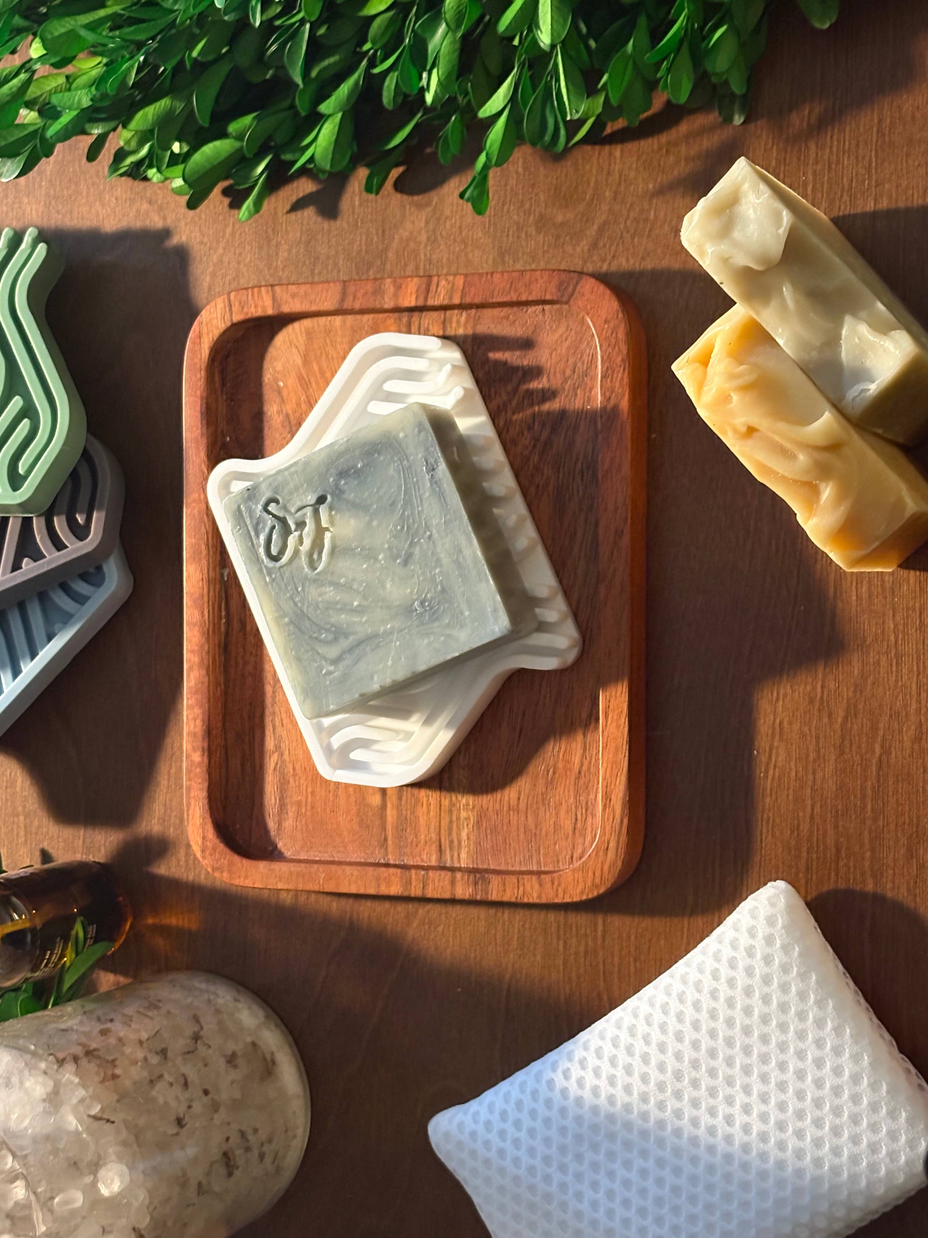 Multi Colored Soap Dish (Grey/Green/White) Premium Silicone Soap Tray for wholesale on Faire1