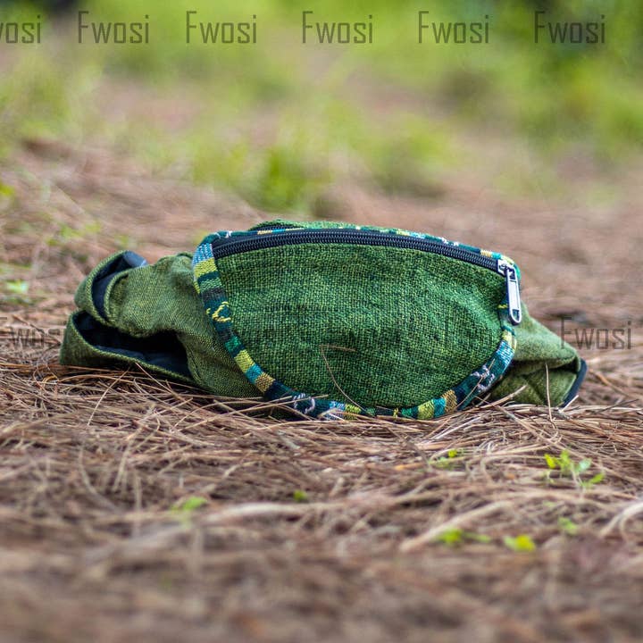 Fwosi – Pochete - Unissexo por atacado – Bolsa de Cintura Verde de Cânhamo0