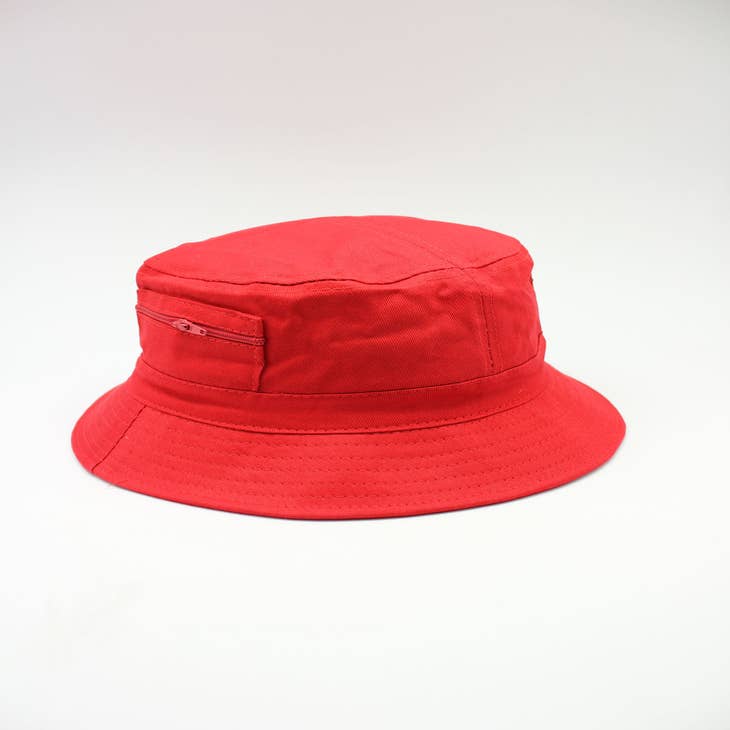 Plain cotton bucket hats - Red