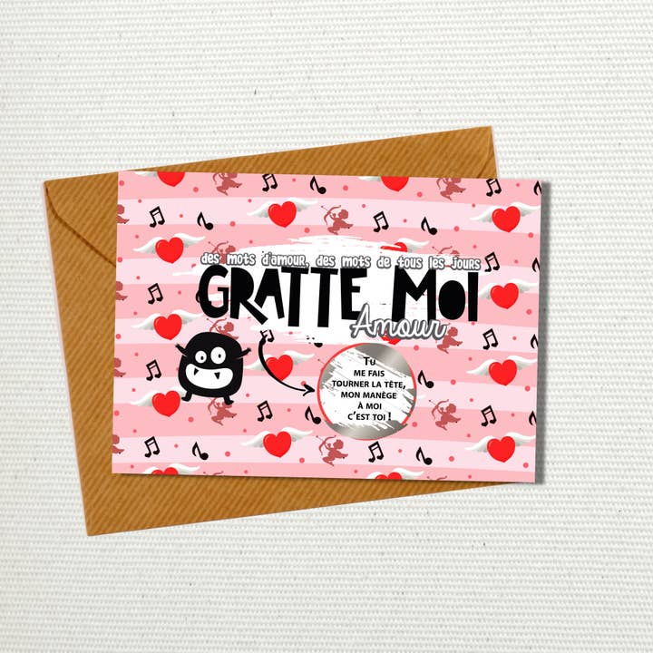 Scratch card declaration of love: You make me twirl for wholesale by GRATTE MOI papeterie