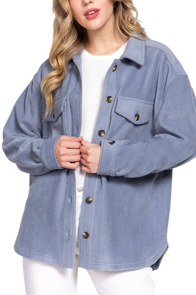 Vanilla Monkey - Venta al por mayor Sobrecamisa - Mujer - Chaqueta polar de manga larga con cuello entallado0