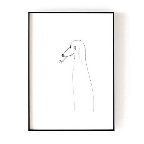 Kunstdruck --- Barsoi mit Pfeife für den Großhandel von Chloe & Helen