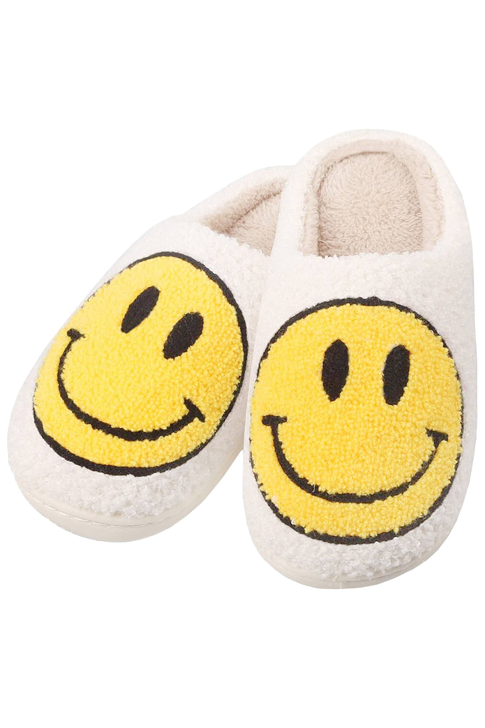 ASSORTED Smiley Terry Cloth Fuzzy Sherpa Fleece Slippers for wholesale on Faire2