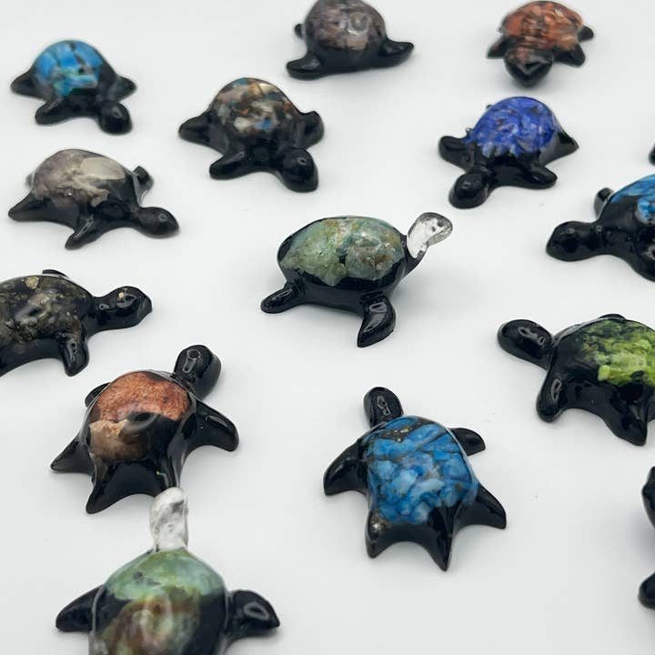 Loose Neck Land - Wholesale Decorative Figurine - Semi-Precious Stone Mini-Turtles 1
