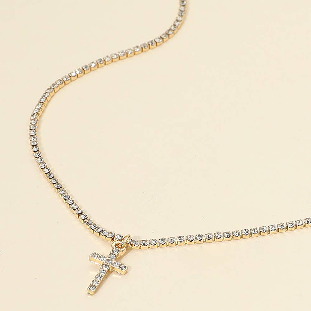 Sensibling Corp. - Wholesale Pendant/Charm Necklace - Cross Pendant Tennis Chain Necklace1