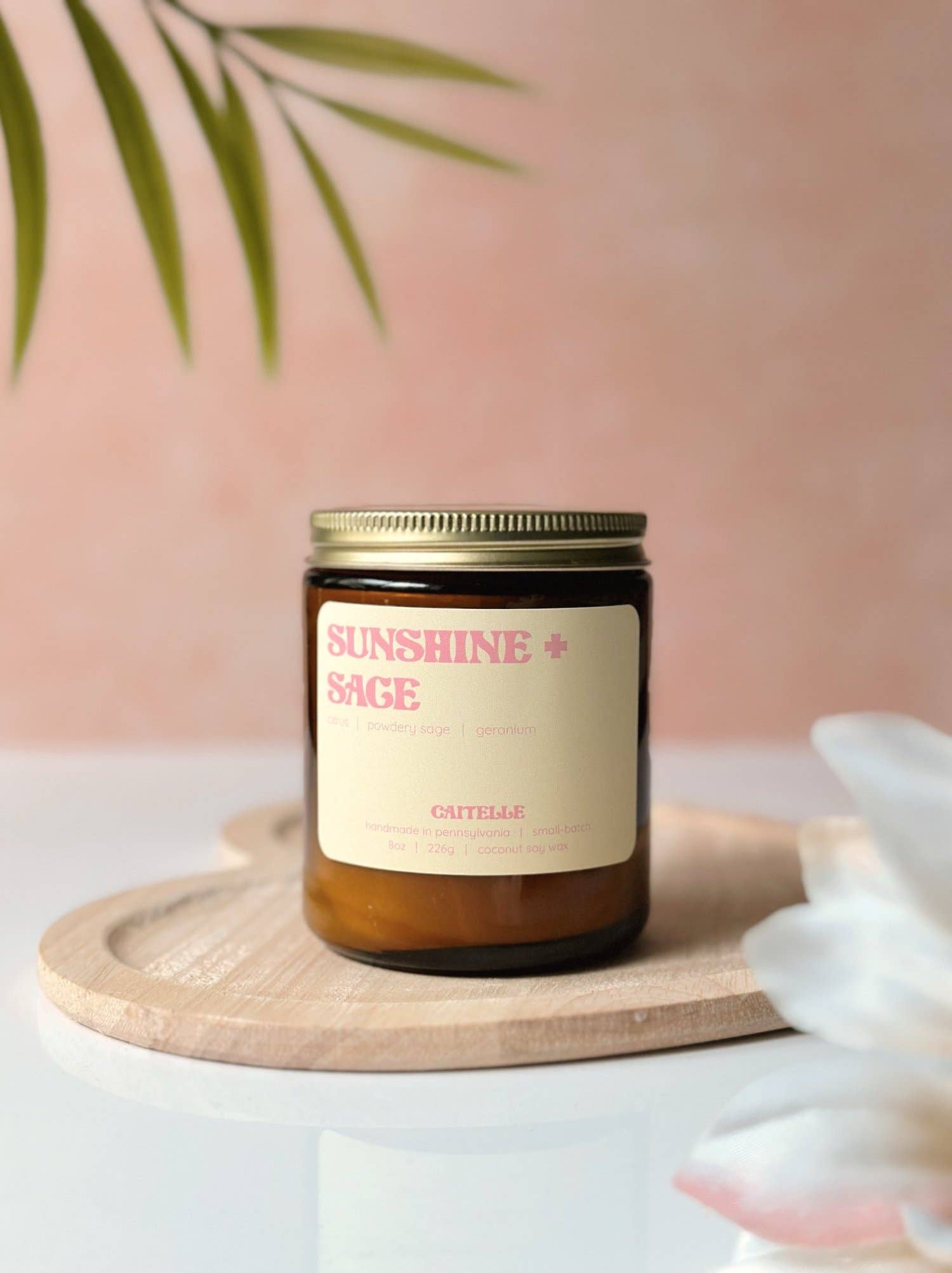 Caitelle - Wholesale Jar/Filled Candle - Sunshine + Sage Coconut Soy Wax Candle