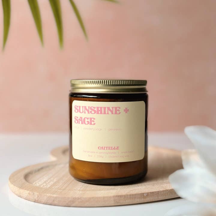 Caitelle - Wholesale Jar/Filled Candle - Sunshine + Sage Coconut Soy Wax Candle0