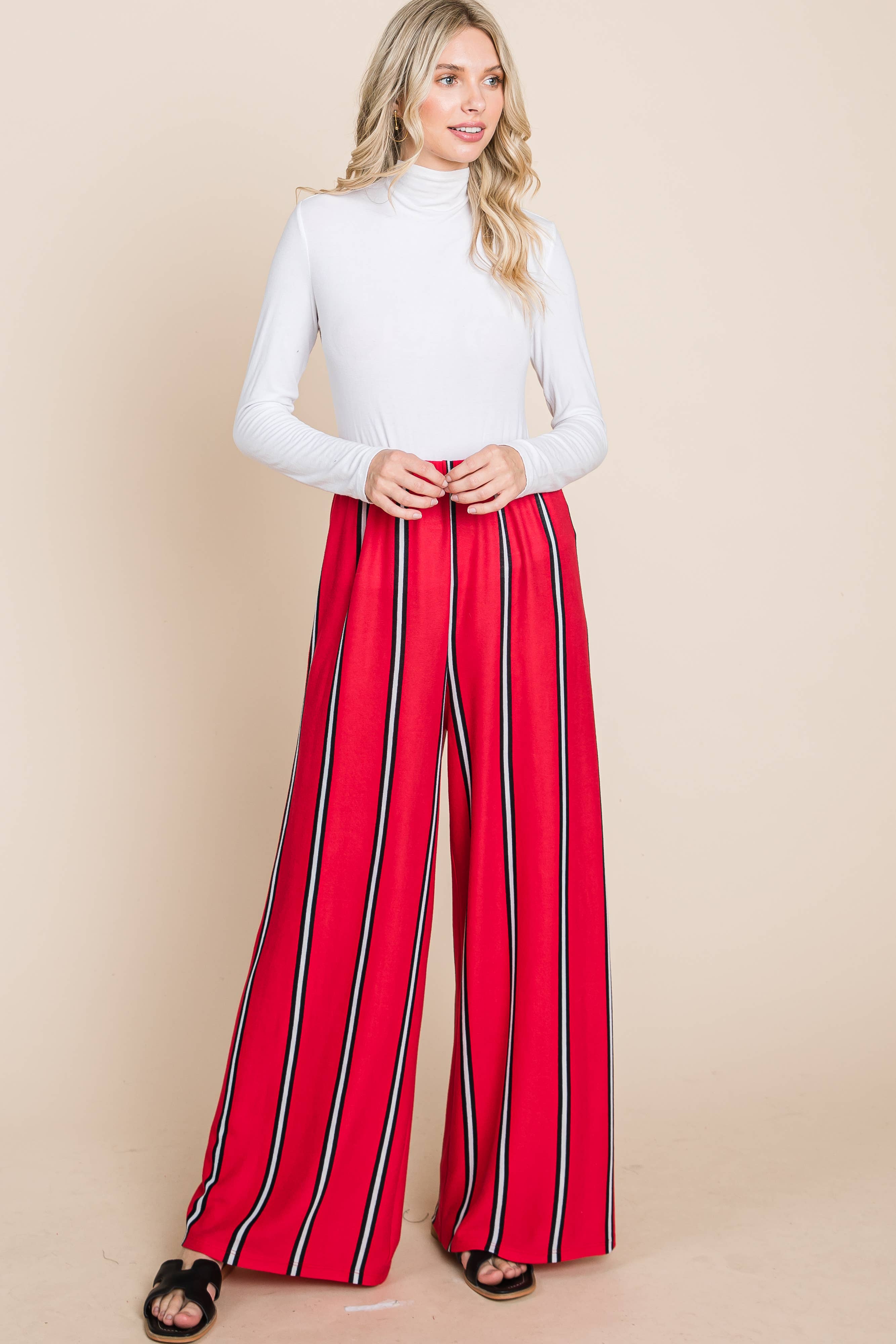 Emerald Collection - Wholesale Broek - Dames - ETP-763 gestreepte broek met wijde pijpen14