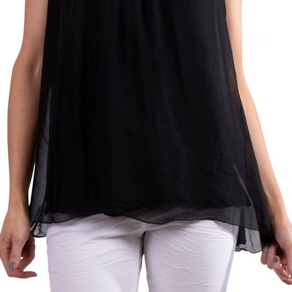 Gathered Neck Silk Tank for wholesale by Gigi Moda