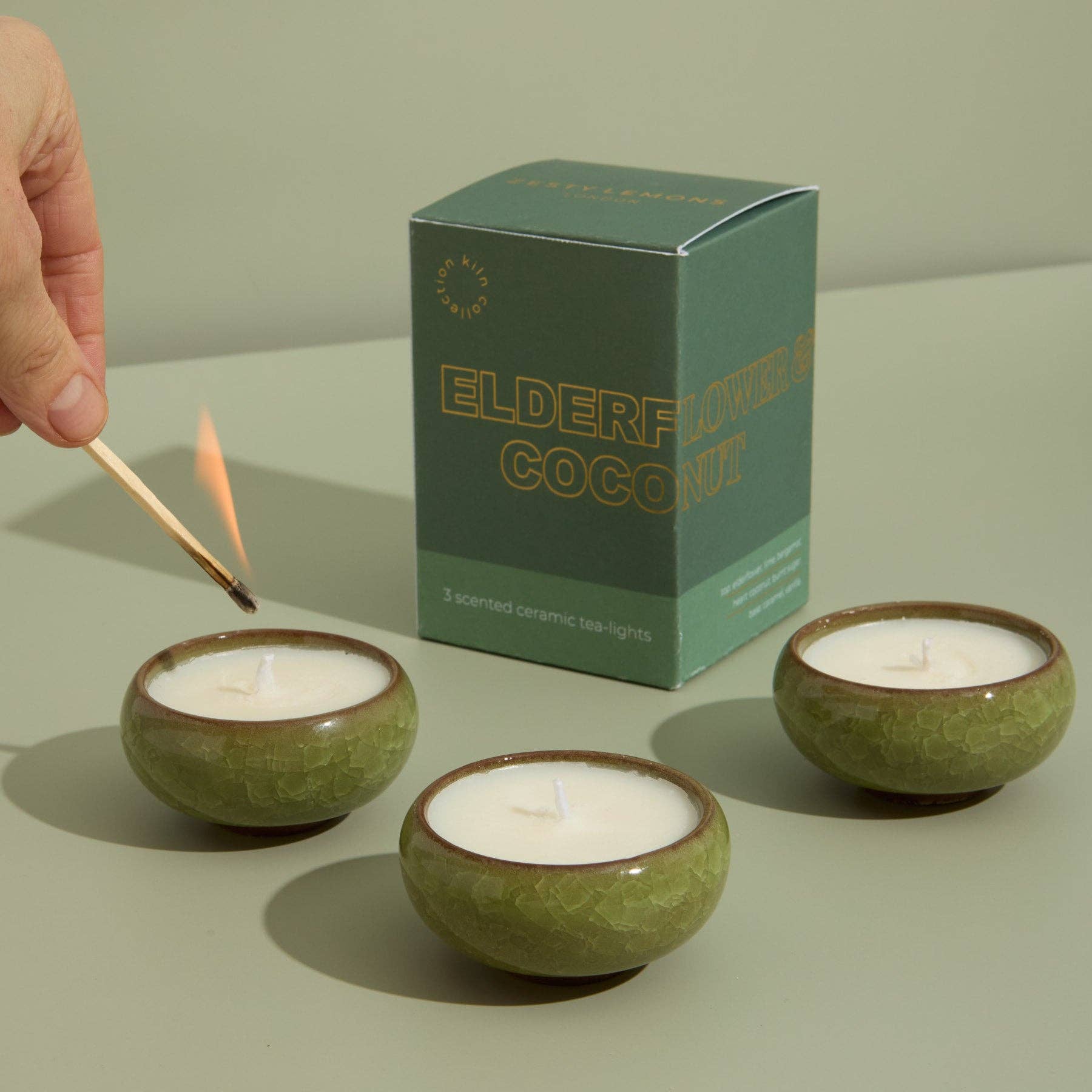 Zesty Lemons - Wholesale Tea Light Candles - Contemporary Kiln Olive Tea Lights - Elderflower & Coconut1