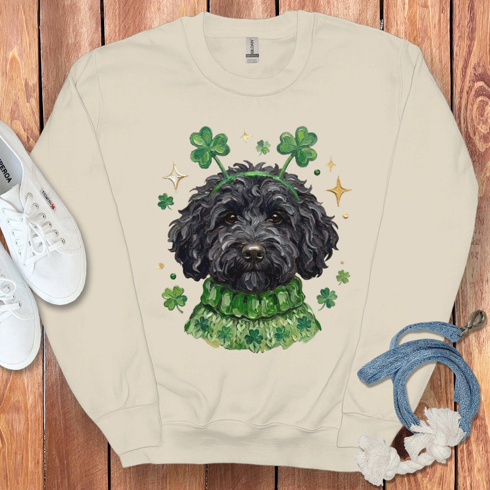 Puppy Jo - Wholesale Graphic Sweatshirt - Unisex - Lucky Black Goldendoodle Sweatshirt2