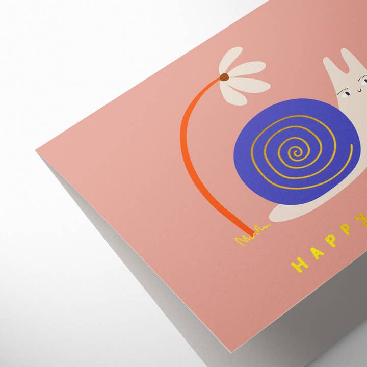 1973 - Wholesale Birthday Card - Snail Birthday Greeting Card by Aless Baylis