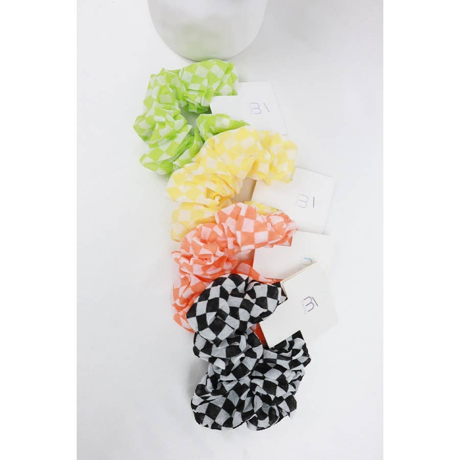 MIX COLOR Checkered Sheer Scrunchies  for wholesale on Faire3