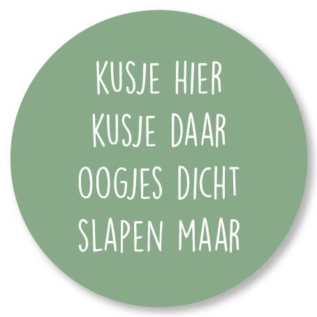 Wall circle Kiss here kiss old green for wholesale by Kleine Binky