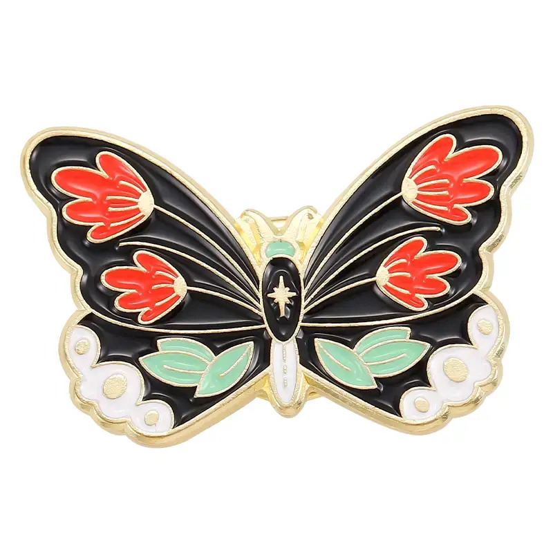Magnifique Hearts - Wholesale Reversspeld/knoop - Butterfly Enamel Pin: Bloemenvleugels, op de natuur geïnspireerde sieraden0