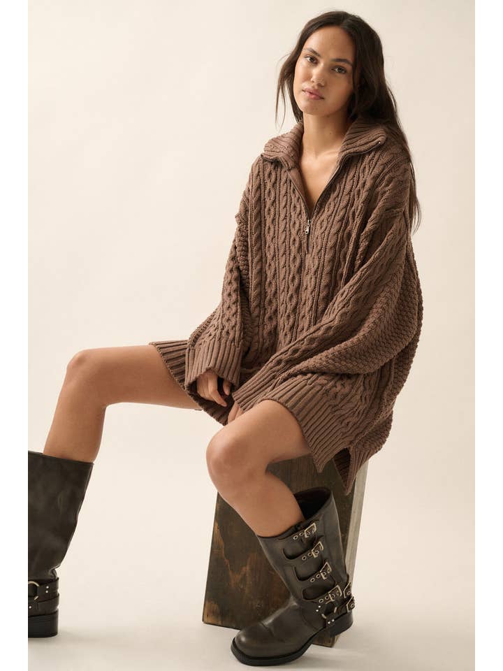 Promesa USA - Wholesale Dress - Women's - Cable-Knit Long Sleeve Mini Sweater Dress22