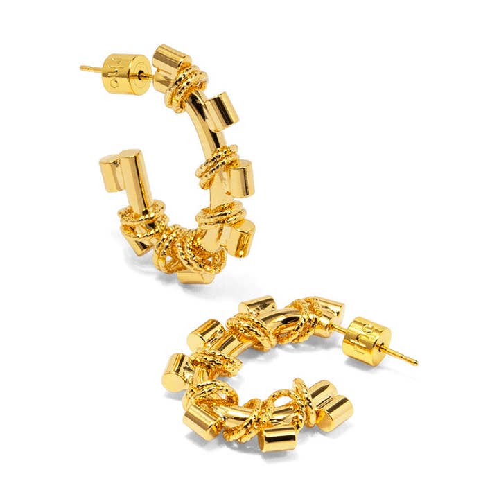 rho - Wholesale Hoop Earrings - Twisted Knot Barrel Hoop Earring0