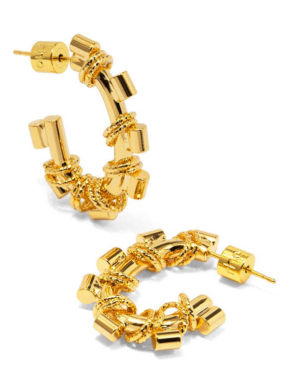 Boucle d'oreille créole en tonneau à nœud torsadé pour la vente par rho