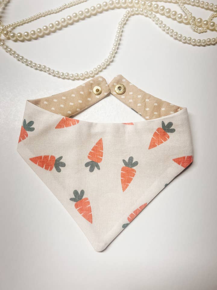 Neutral Carrots Reversible Dog Bandana, Metal Snap On Collar for wholesale by StellaLoo