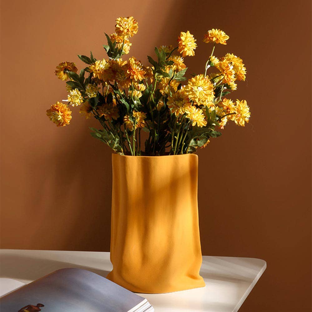 TUTU Home - Tableware & Decor – wholesale Vase – "Le Papier" - Orange Matte Paper Bag Looking Ceramic Vase1