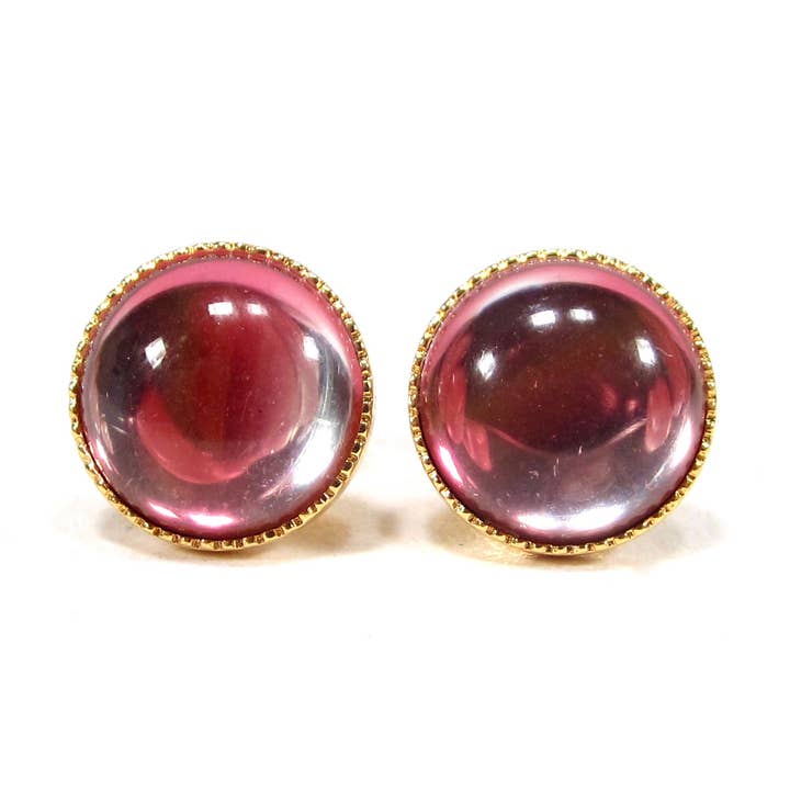 Kleine vergoldete Glasstecker in Pink for wholesale by SoHo Schmuckmanufaktur