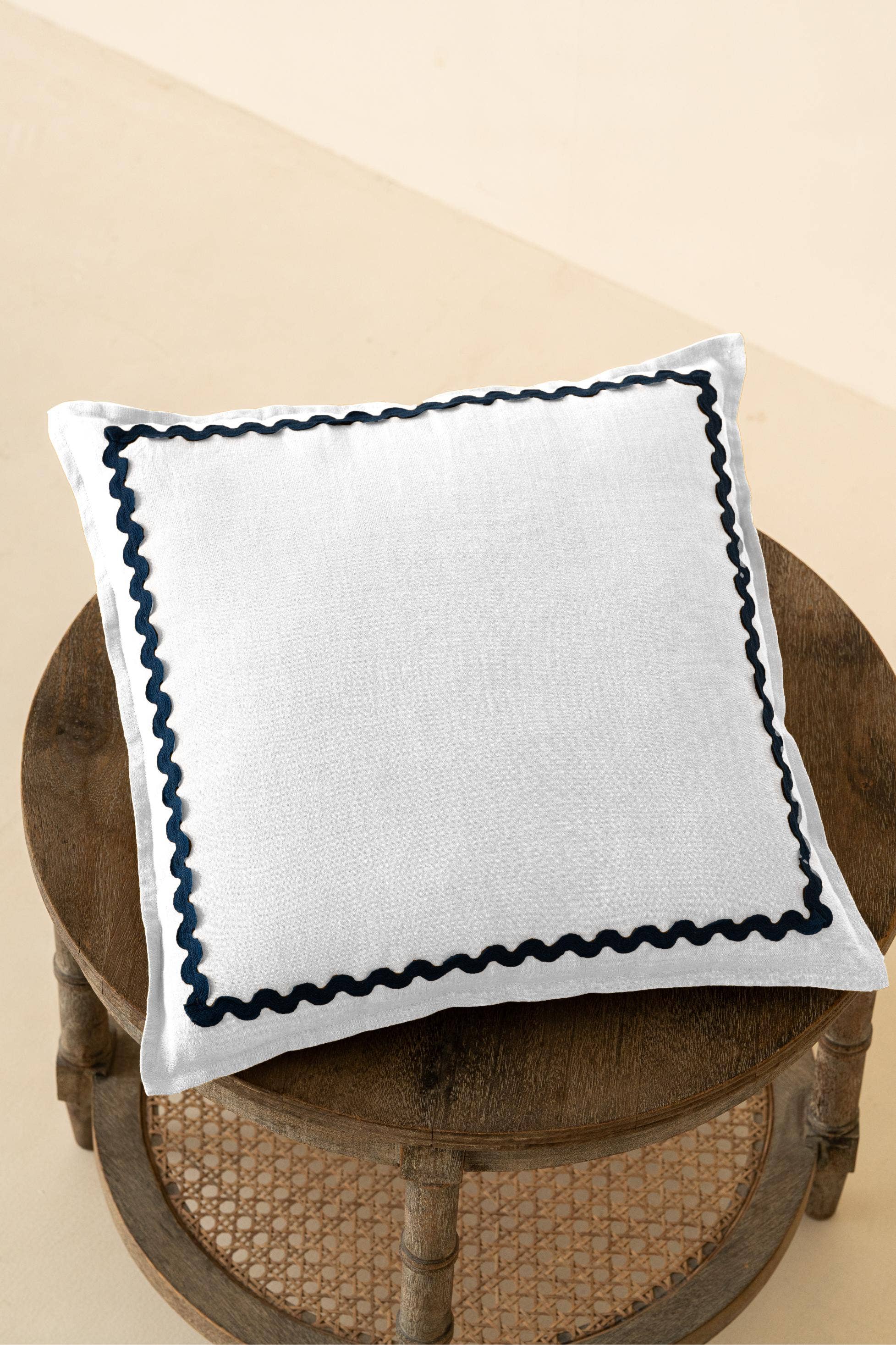 Live Linen - Wholesale Throw Pillow Cover - Blue Lace Linen Cushion Cover – Handmade, Decorative3