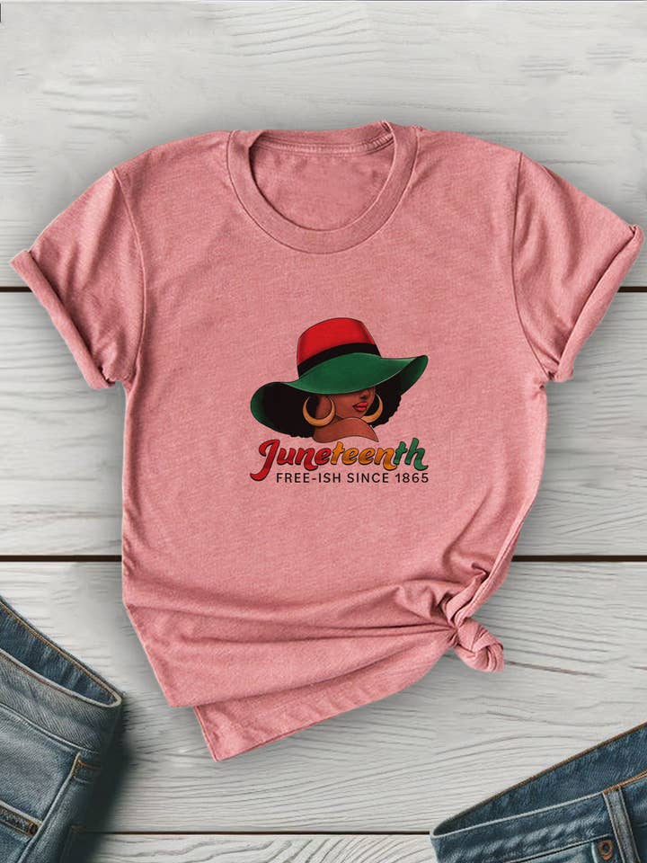 Top Avenue - Wholesale T-Shirt (Graphic) - Unisex - Juneteenth Sun Hat Unisex Round Neck Tee1
