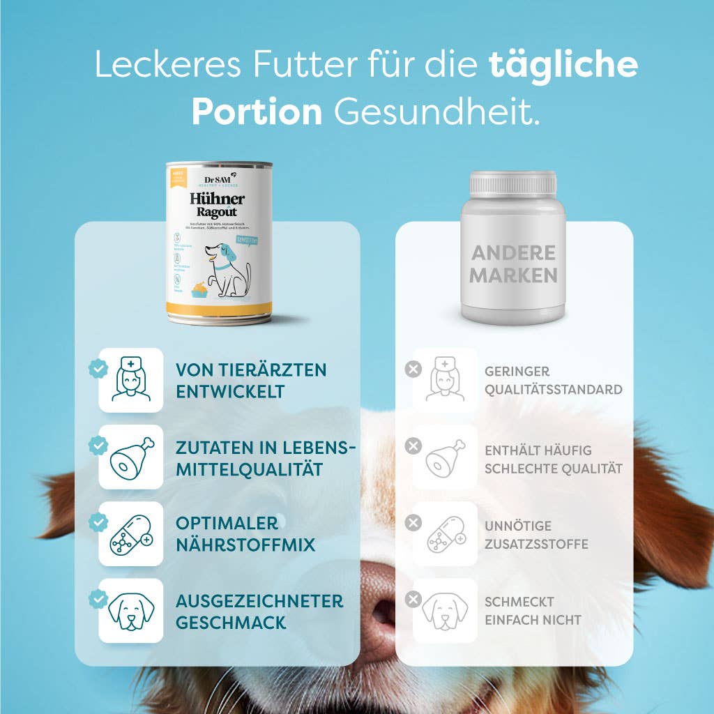 DrSAM - Wholesale Pet Food - Dog - Premium Wet Food Sensitive Chicken Ragout for Dogs 6x400g1