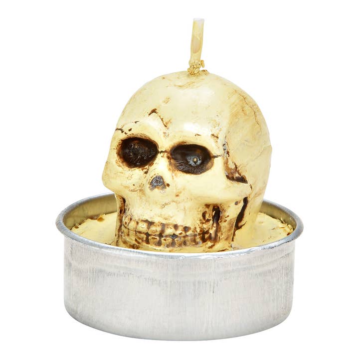 Wurm - Wholesale Halloween Card - Tealight Set Skull 4x5x4cm made of wax, set of 6, cream (W/H/D) 14x6x9cm
