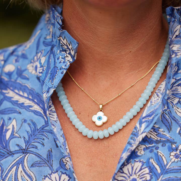 The Monogram Corner - Wholesale Beaded/Pearl Necklace - AQUA CANDY NECKLACE