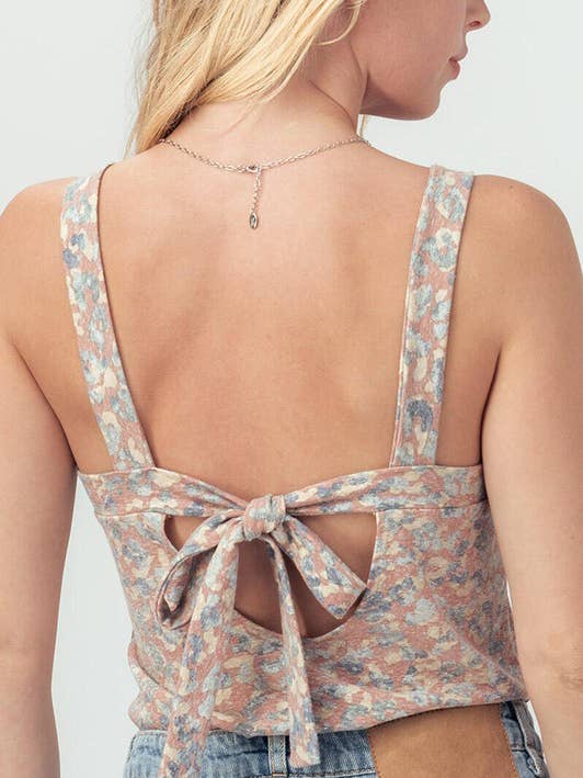 RUST TEAL ANIMAL PRINT TOP WITH OPEN BACK for wholesale on Faire