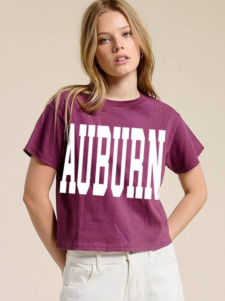 Auburn Graphic S/S Seamless Faux Crop for wholesale by Foryeri