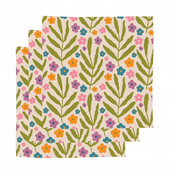 Conjunto de Panos de Cozinha - 3 peças Flower Groove por atacado de Bubble & Blend