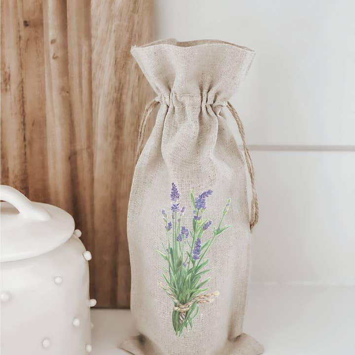 Wine Bags - Lavender Watercolor | Hostess Gift for wholesale by DWELL Home Shoppe