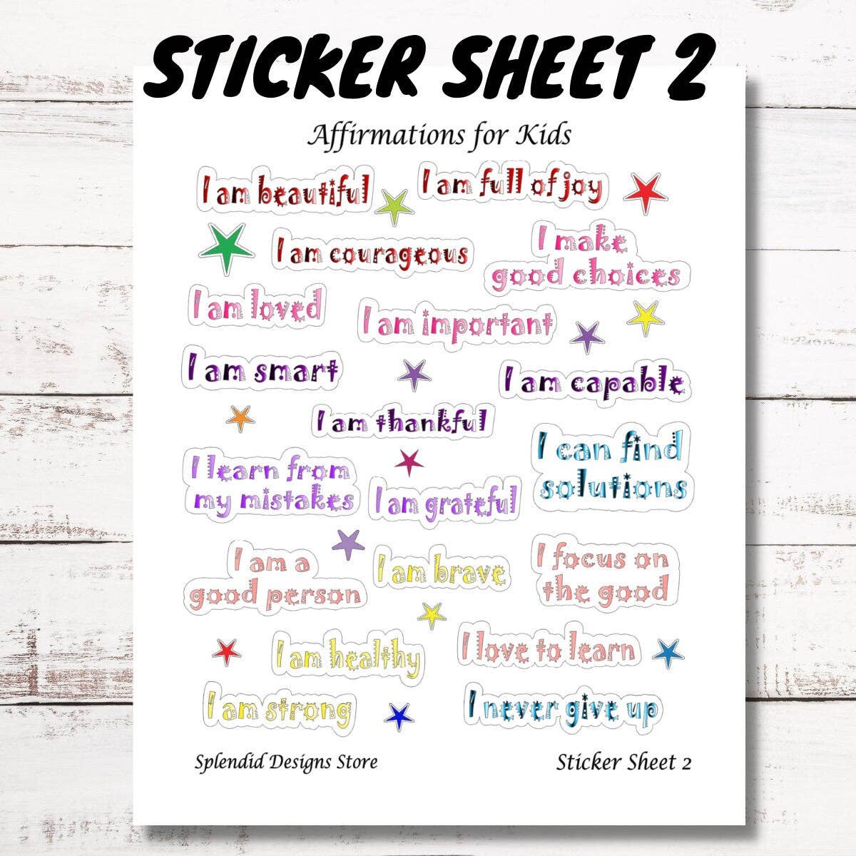 Splendid Designs Store - Wholesale Sticker - Kids & Baby - Positive Affirmations for Kids Sticker Sheets2