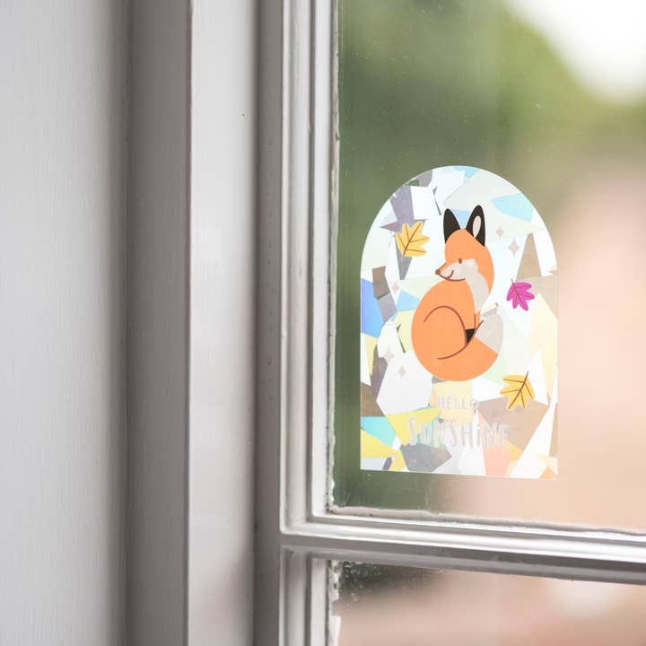 Adesivo con volpe acchiappasole Hello per la vendita all'ingrosso da parte di Mila made