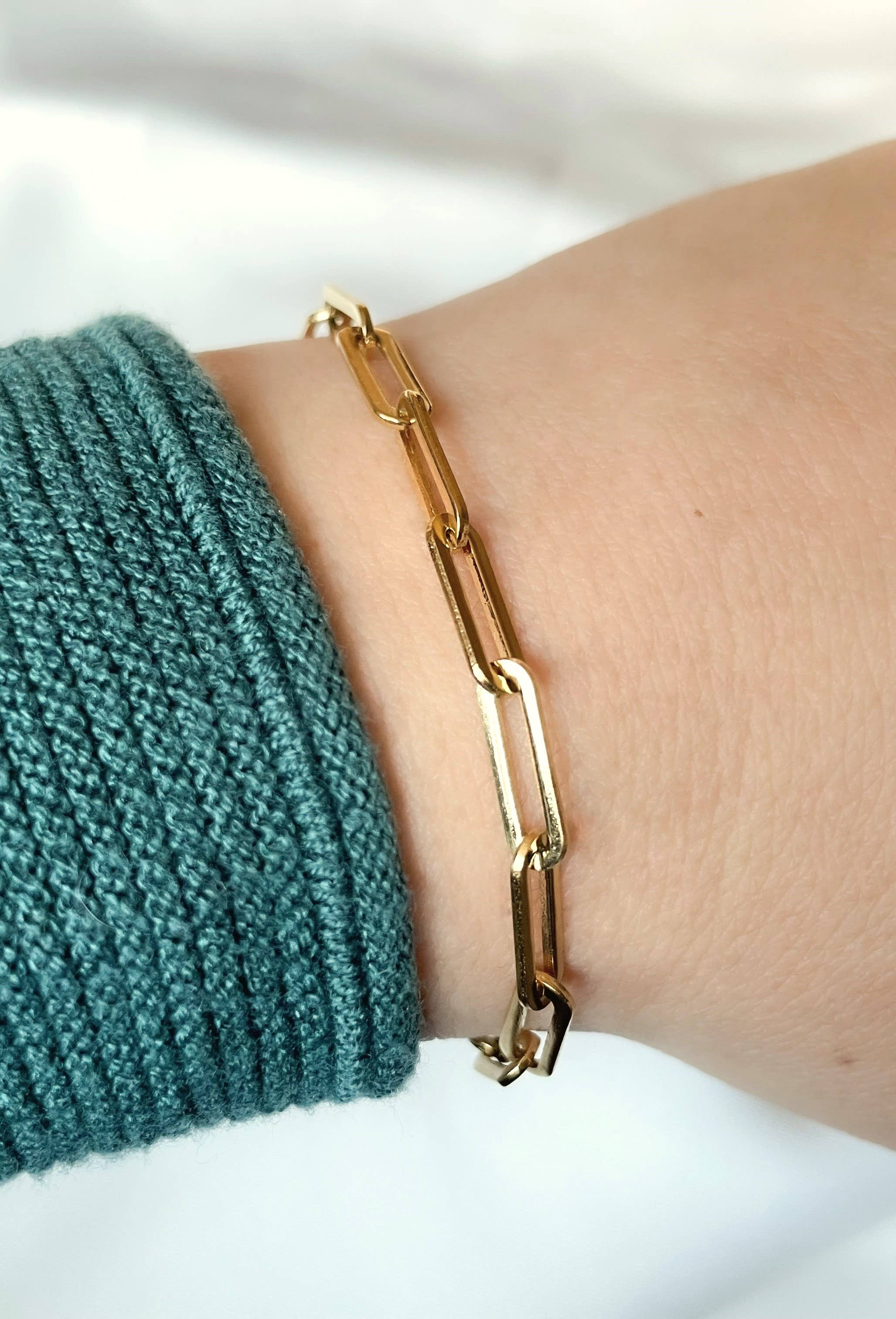 Blueyejewelry - Vente Bracelets maillon et chaîne - Bracelet en trombone épais - Bracelet en chaîne à maillons audacieux6