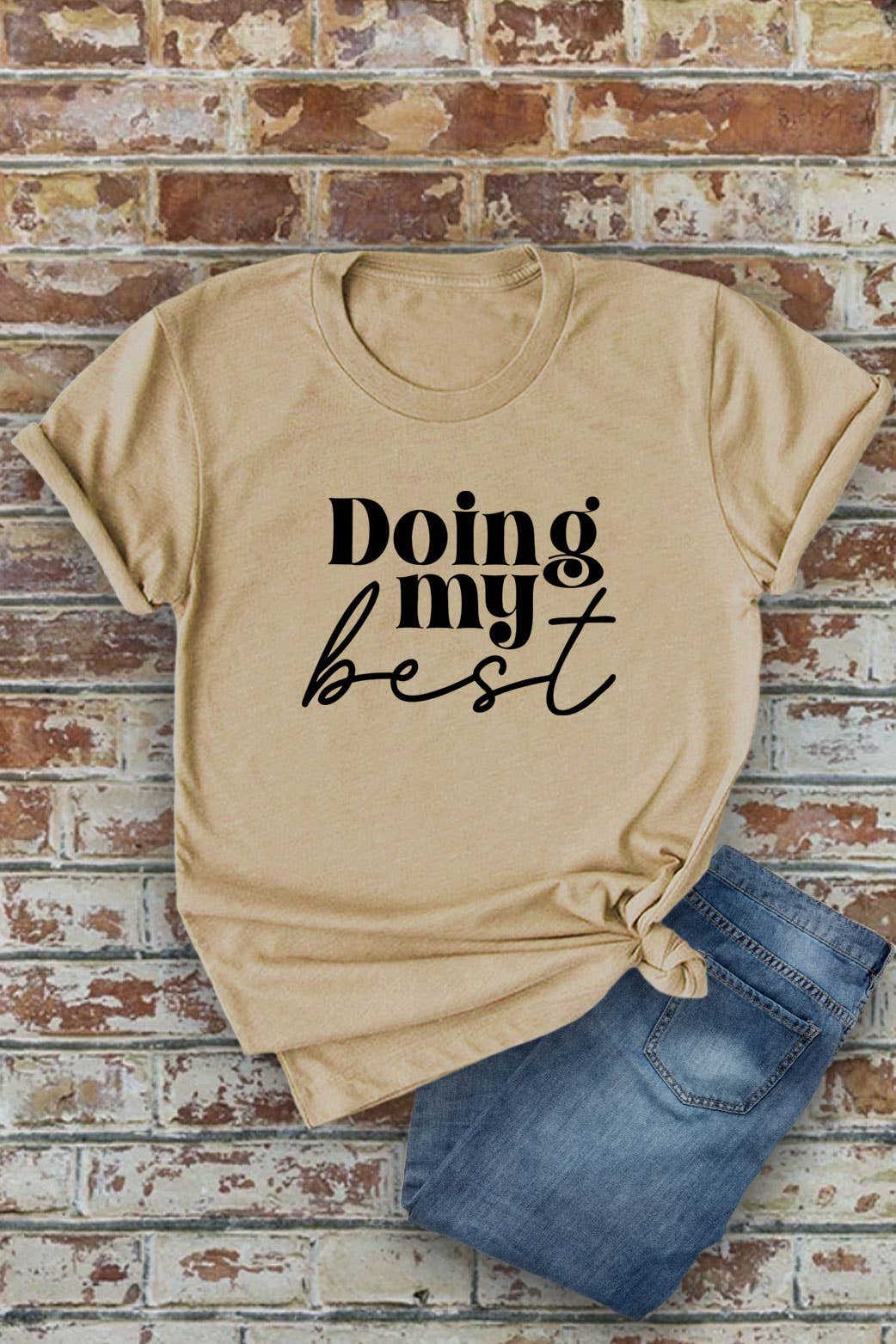Top Avenue - Wholesale Screen Printed T-Shirt - Women's - Doing My Best, Unisex Round Neck T-Shirt4