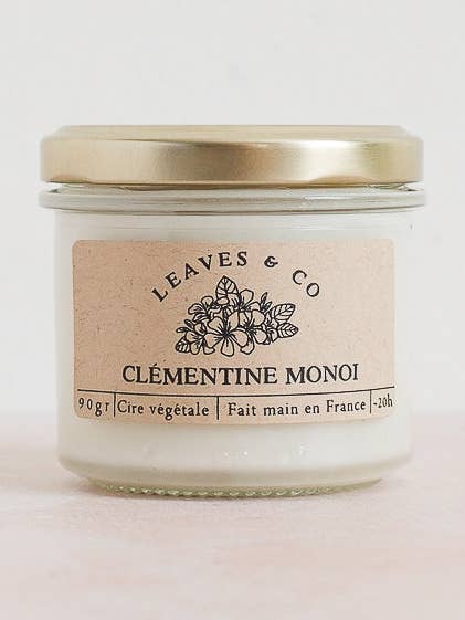 Ambachtelijke geurkaars van plantaardige was - Clementine monoi voor wholesale door Leaves & Co