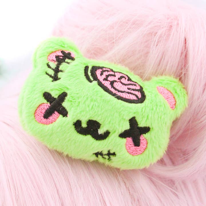 Kawaii Zombie Dead Bear Plush Hair Clip for wholesale by Kawaii Hair Candy